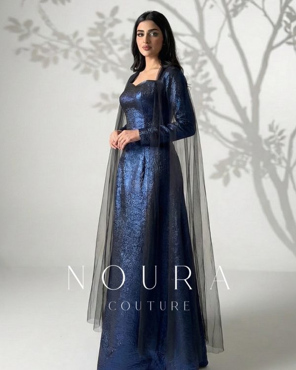 Midnight Elegance Brocade Gown